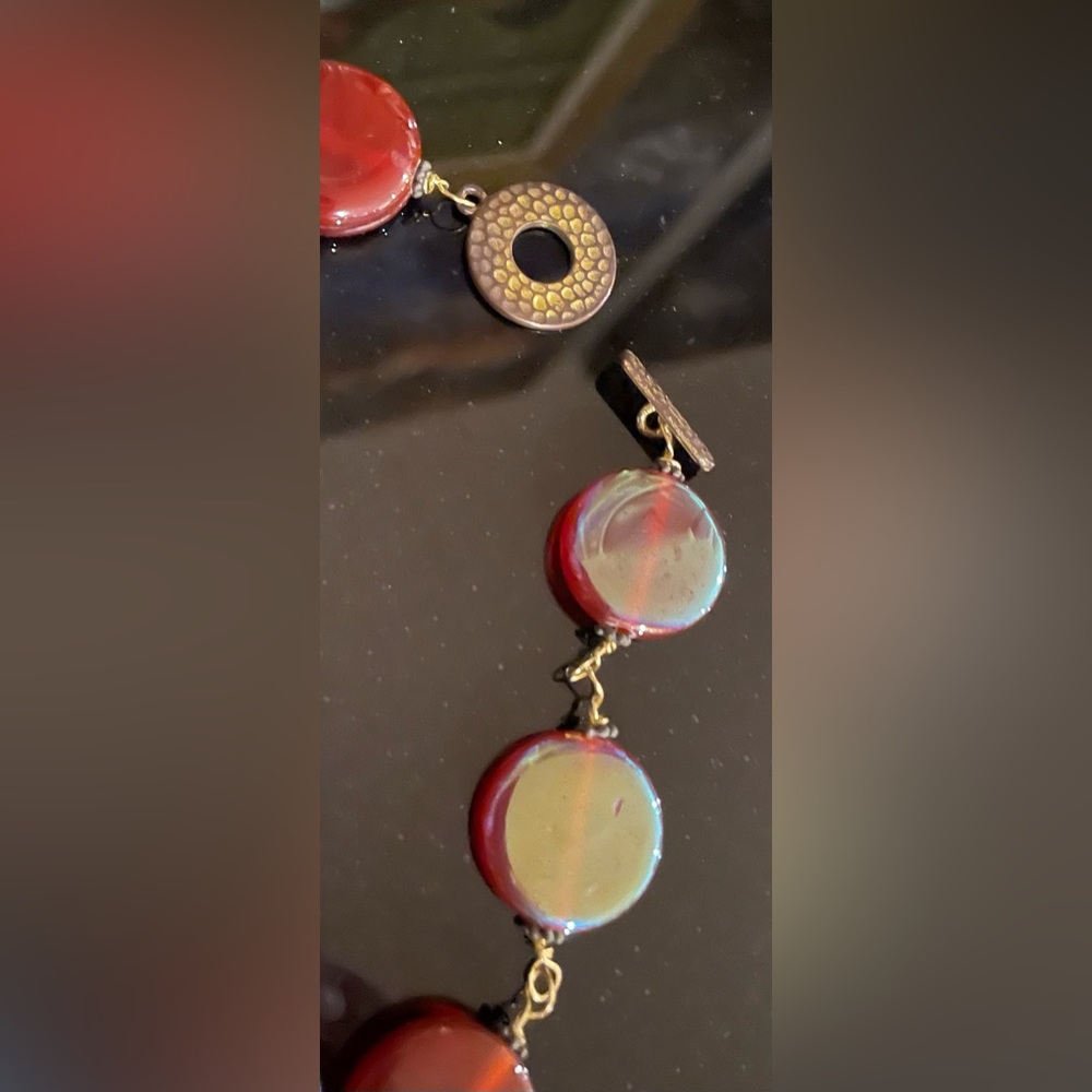 3 for $30 Vintage Gold Tone Linked Iridescent Glass Bead Necklace - Picture 8 of 10